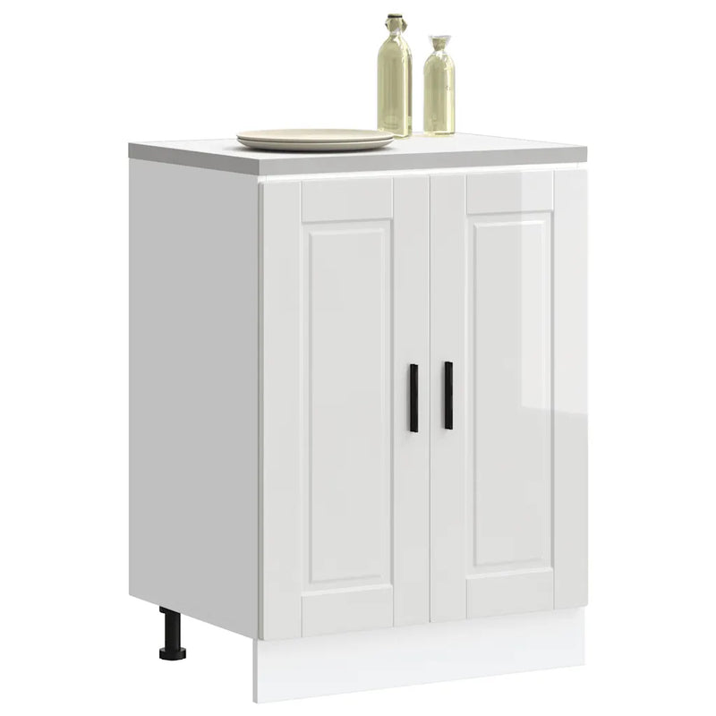 Kitchen Base Cabinet "Porto" High Gloss White Engineered Wood