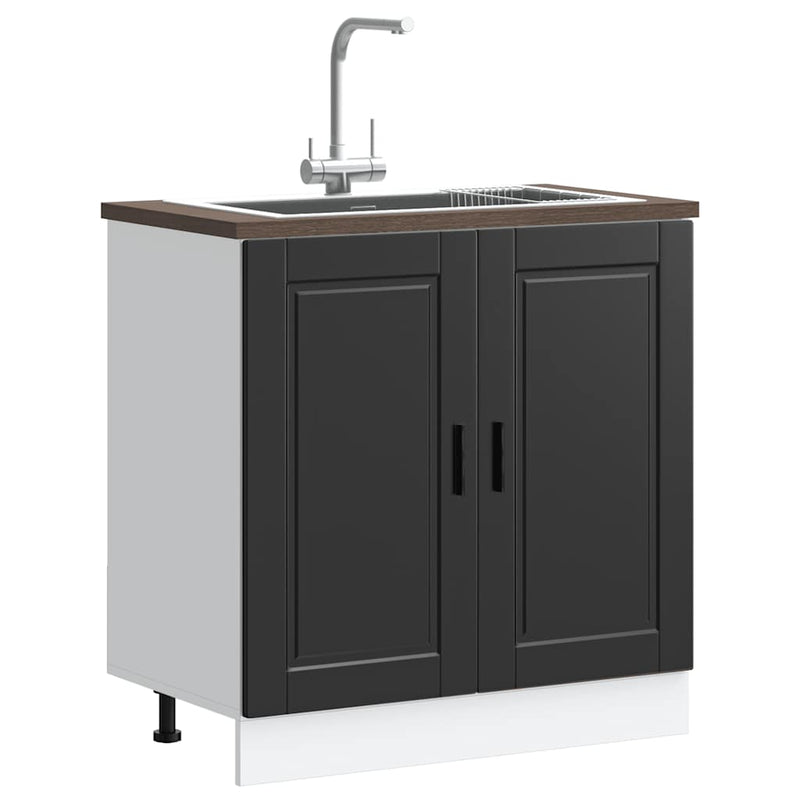 vidaXL Sink Base Cabinet "Porto" Black 80x46x81,5 cm Engineered Wood