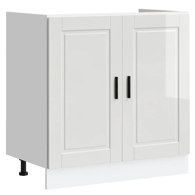 Sink Base Cabinet "Porto" High Gloss White 80x46x81,5 cm Engineered Wood
