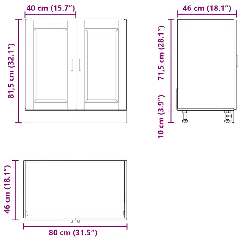Sink Base Cabinet "Porto" High Gloss White 80x46x81,5 cm Engineered Wood