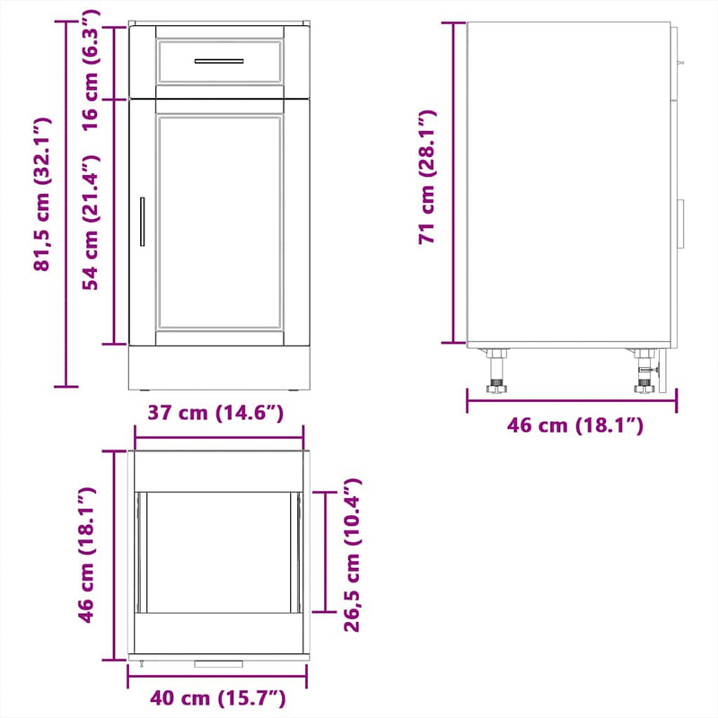 Kitchen Base Cabinet��Porto White Engineered Wood