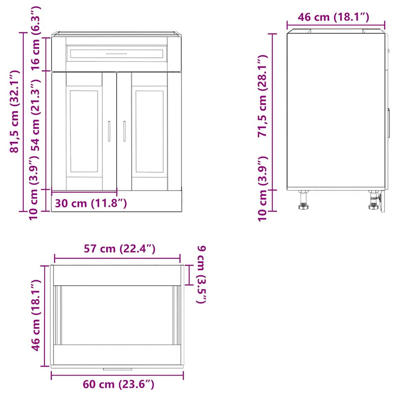 vidaXL Kitchen Base Cabinet "Porto" High Gloss White Engineered Wood