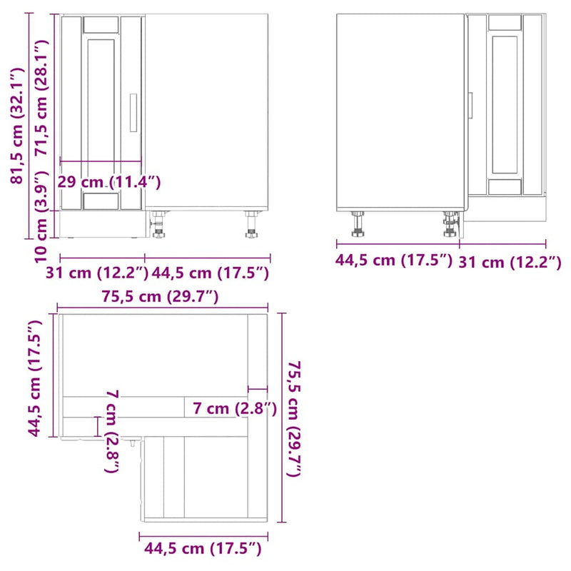 vidaXL Kitchen Corner Base Cabinet Porto White Engineered Wood