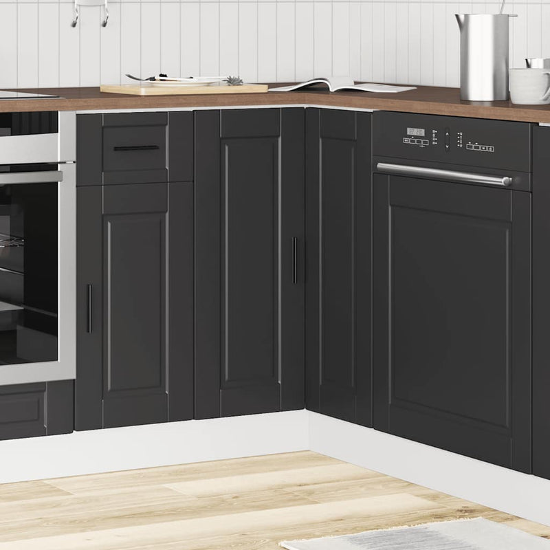 vidaXL Kitchen Corner Base Cabinet "Porto" Black Engineered Wood