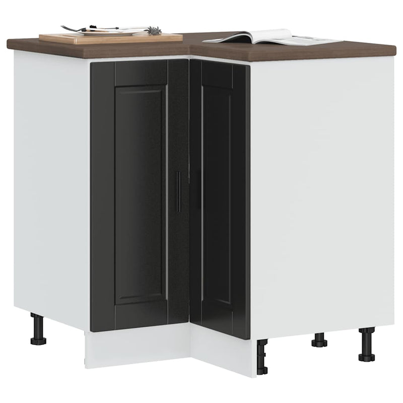 vidaXL Kitchen Corner Base Cabinet "Porto" Black Engineered Wood
