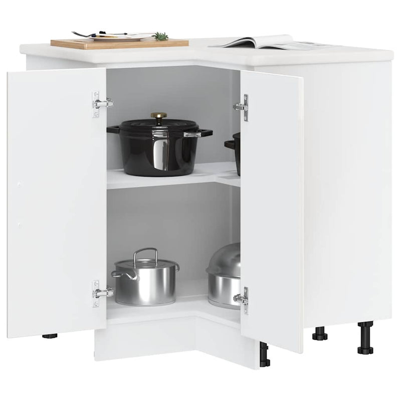 vidaXL Kitchen Corner Base Cabinet "Porto" High Gloss White Engineered Wood