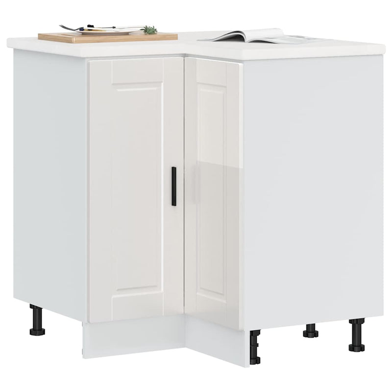 vidaXL Kitchen Corner Base Cabinet "Porto" High Gloss White Engineered Wood