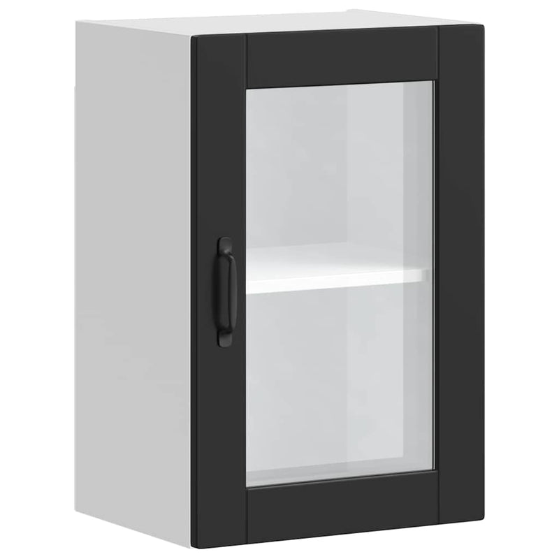 vidaXL Kitchen Wall Cabinet with Glass Door "Porto" Black