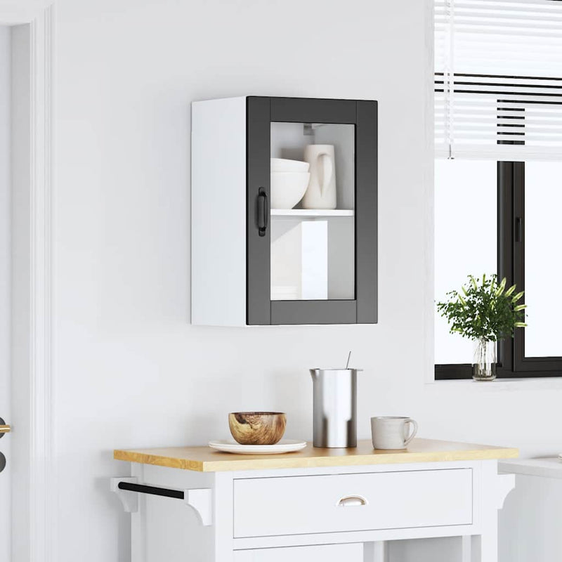 vidaXL Kitchen Wall Cabinet with Glass Door "Porto" Black