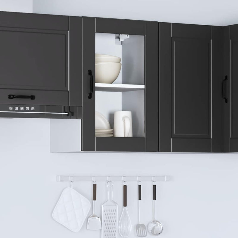 vidaXL Kitchen Wall Cabinet with Glass Door "Porto" Black