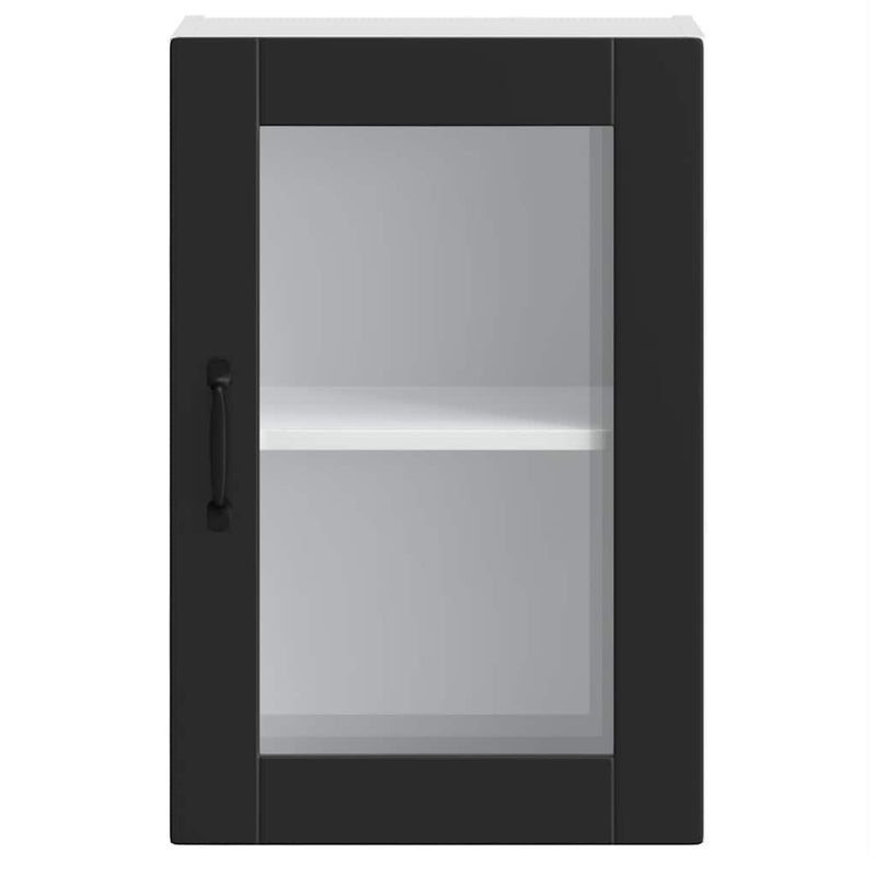 vidaXL Kitchen Wall Cabinet with Glass Door "Porto" Black