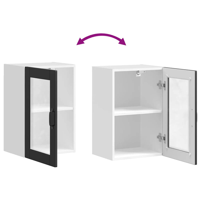 vidaXL Kitchen Wall Cabinet with Glass Door "Porto" Black
