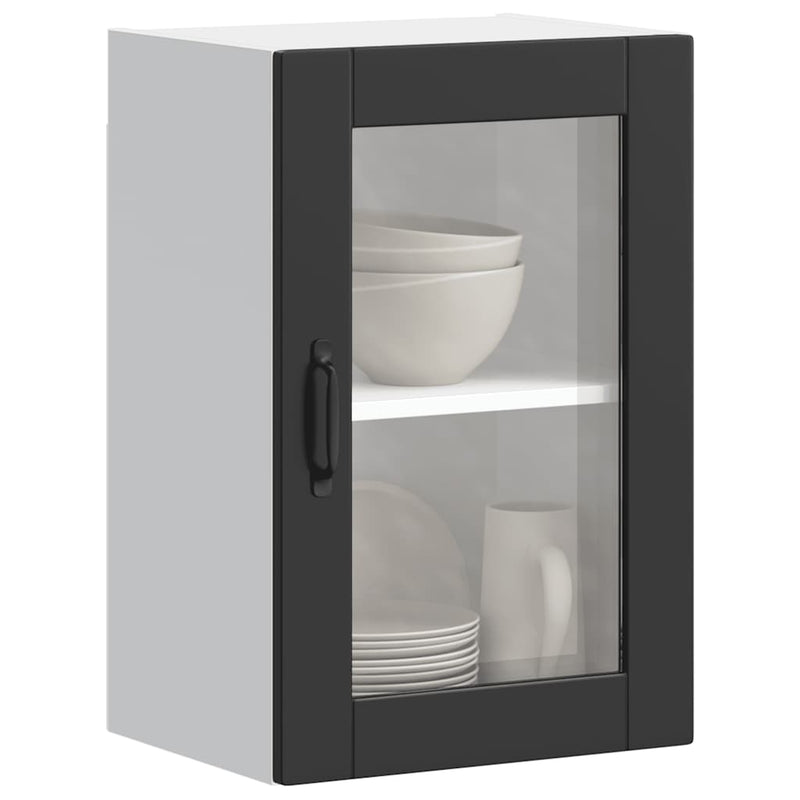 vidaXL Kitchen Wall Cabinet with Glass Door "Porto" Black