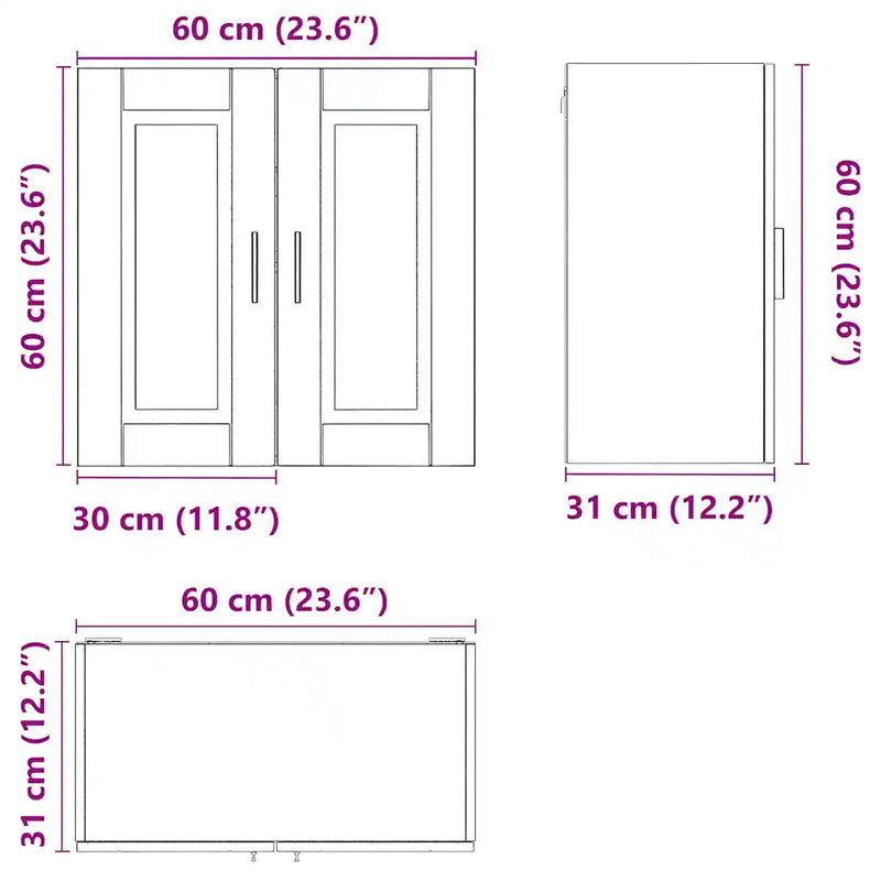 Kitchen Wall Cabinet "Porto" High Gloss White Engineered Wood
