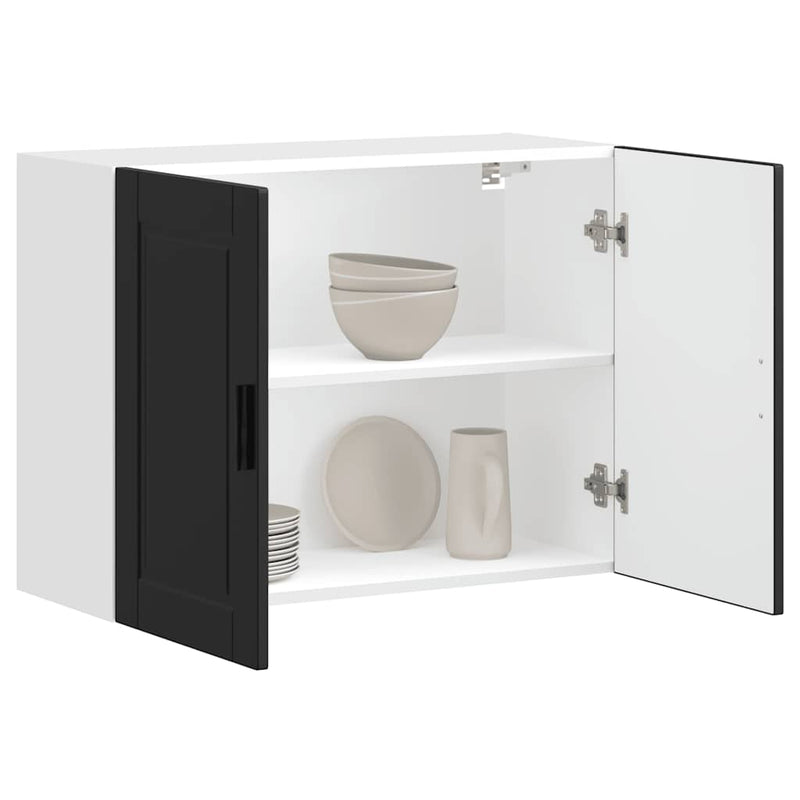 vidaXL Kitchen Wall Cabinet "Porto" Black Engineered Wood
