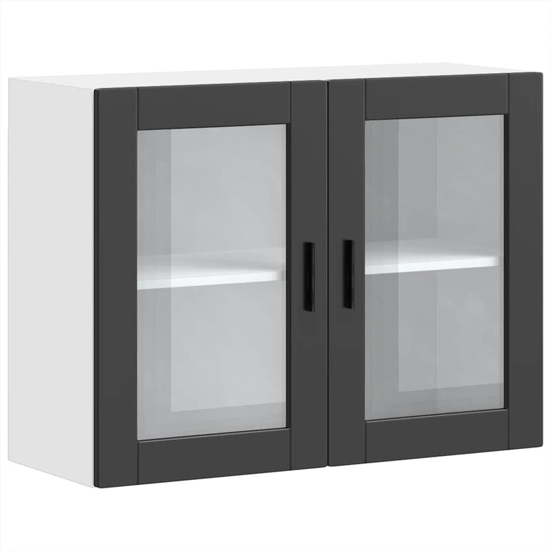 vidaXL Kitchen Wall Cabinet with Glass Door "Porto" Black