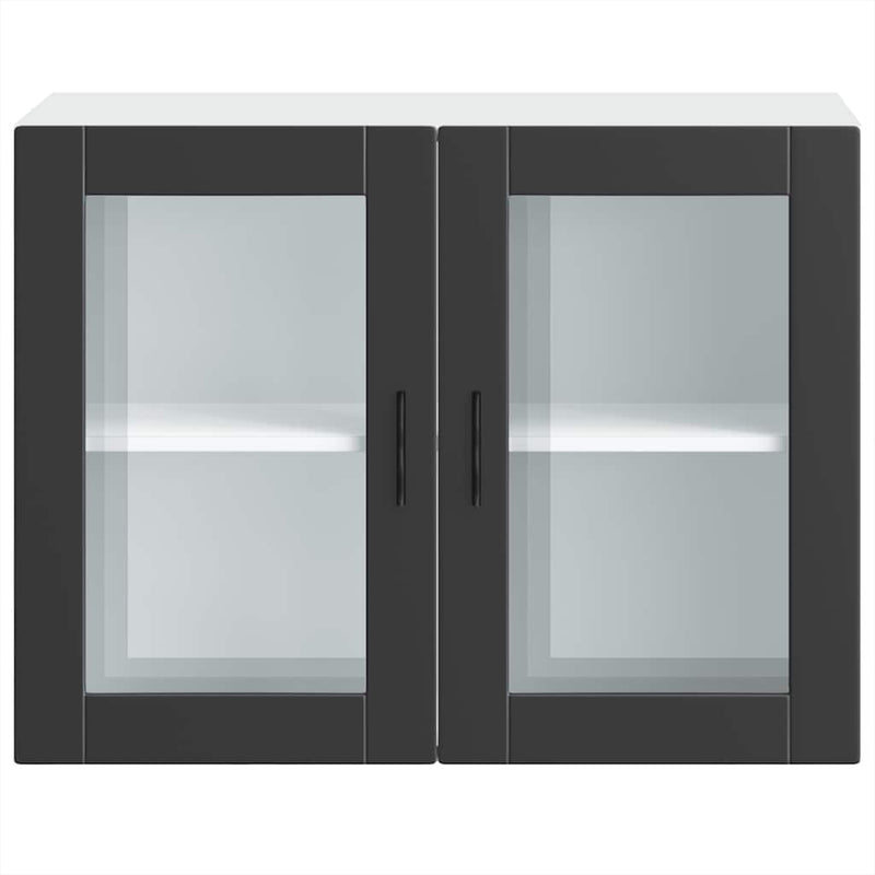 vidaXL Kitchen Wall Cabinet with Glass Door "Porto" Black