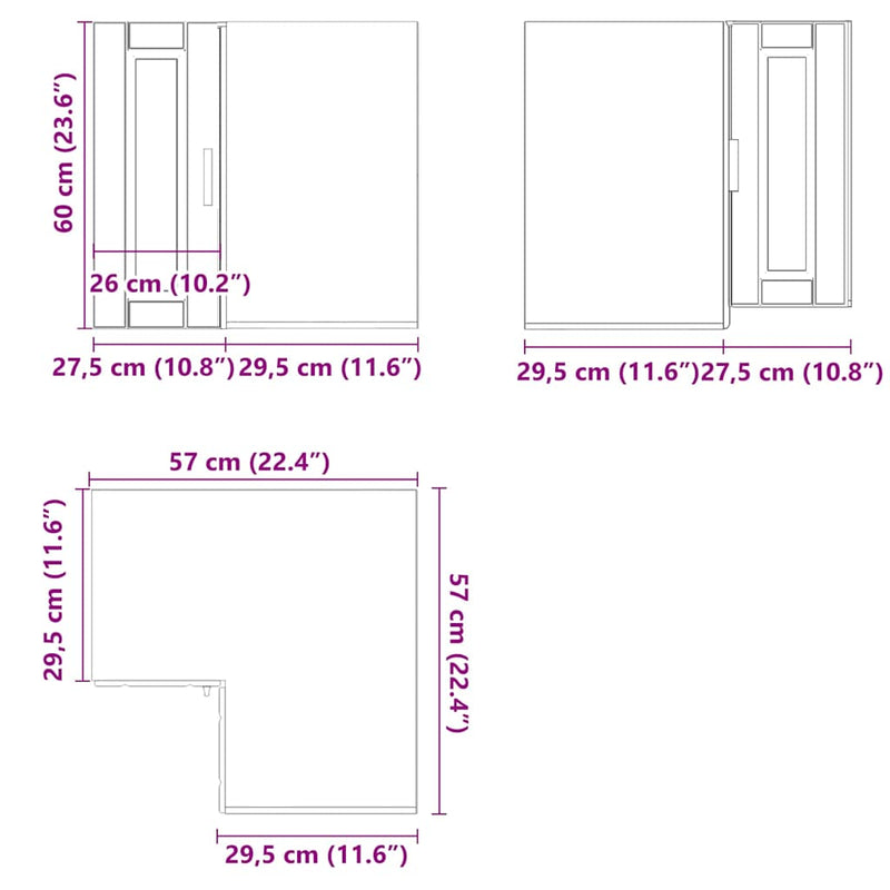 vidaXL Kitchen Wall Corner Cabinet Porto White Engineered Wood