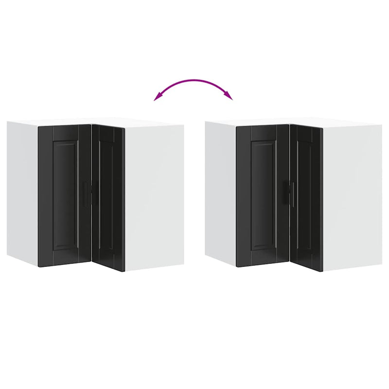 vidaXL Kitchen Wall Corner Cabinet "Porto" Black Engineered Wood