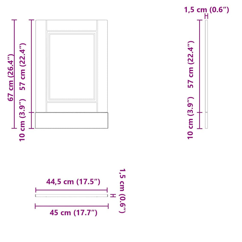 vidaXL Dishwasher Panel Porto White 45x1.5x67 cm Engineered Wood