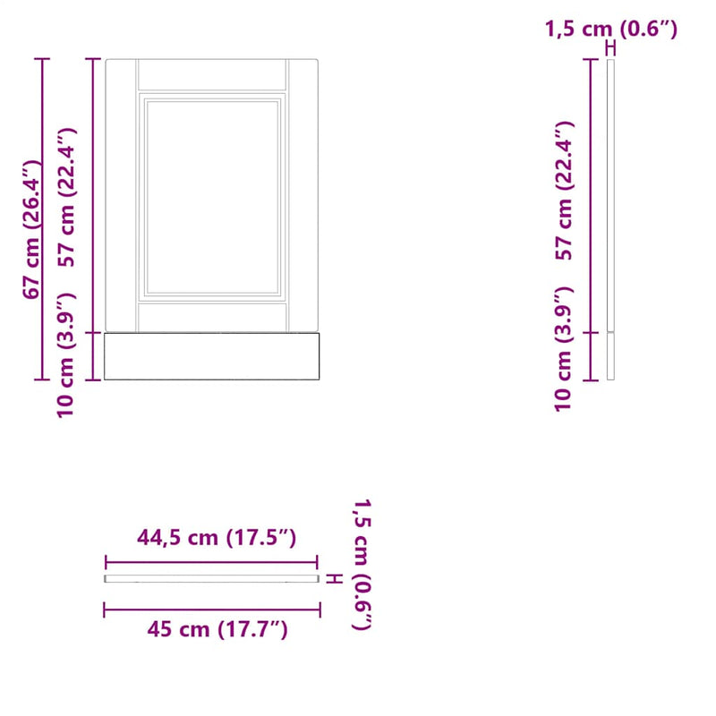 vidaXL Dishwasher Panel "Porto" High Gloss White 45x1,5x67 cm Engineered Wood