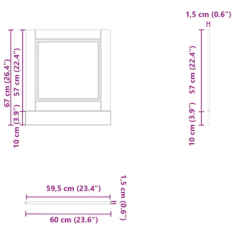 vidaXL Dishwasher Panel "Porto" Black 60x1,5x67 cm Engineered Wood