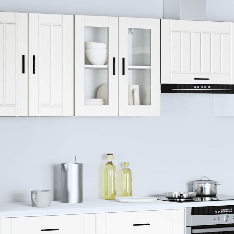 vidaXL Kitchen Wall Cabinet with Glass Door "Porto" White
