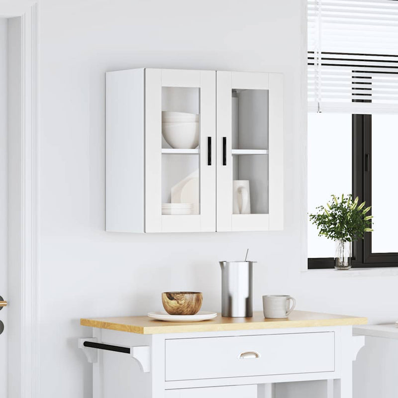 vidaXL Kitchen Wall Cabinet with Glass Door "Porto" White