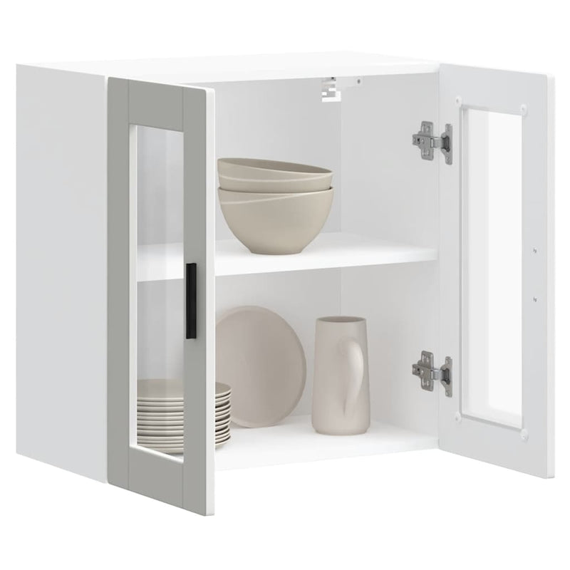 vidaXL Kitchen Wall Cabinet with Glass Door "Porto" White