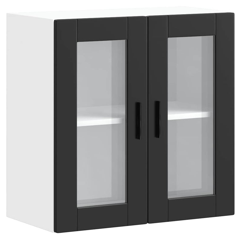 vidaXL Kitchen Wall Cabinet with Glass Door "Porto" Black