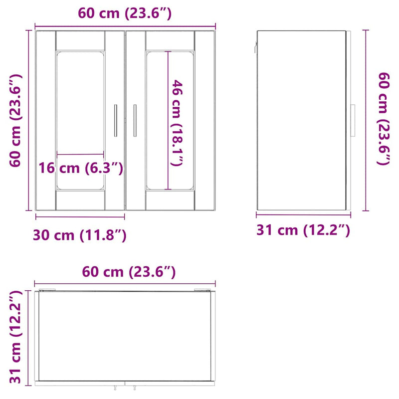 vidaXL Kitchen Wall Cabinet with Glass Door "Porto" Black