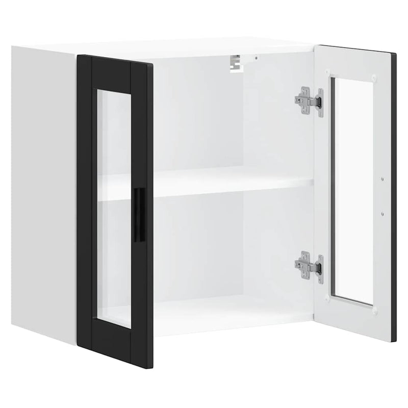 vidaXL Kitchen Wall Cabinet with Glass Door "Porto" Black