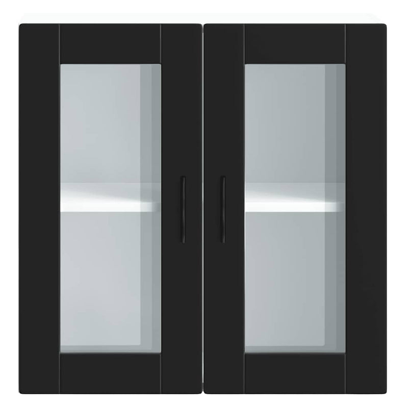 vidaXL Kitchen Wall Cabinet with Glass Door "Porto" Black