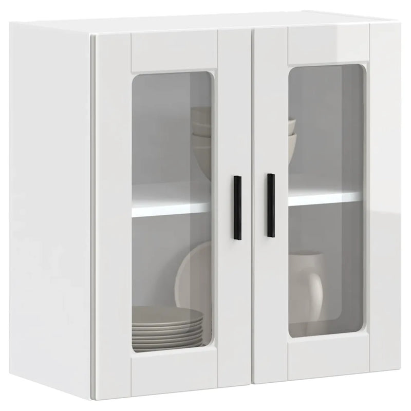 Kitchen Wall Cabinet with Glass Door "Porto" High Gloss White