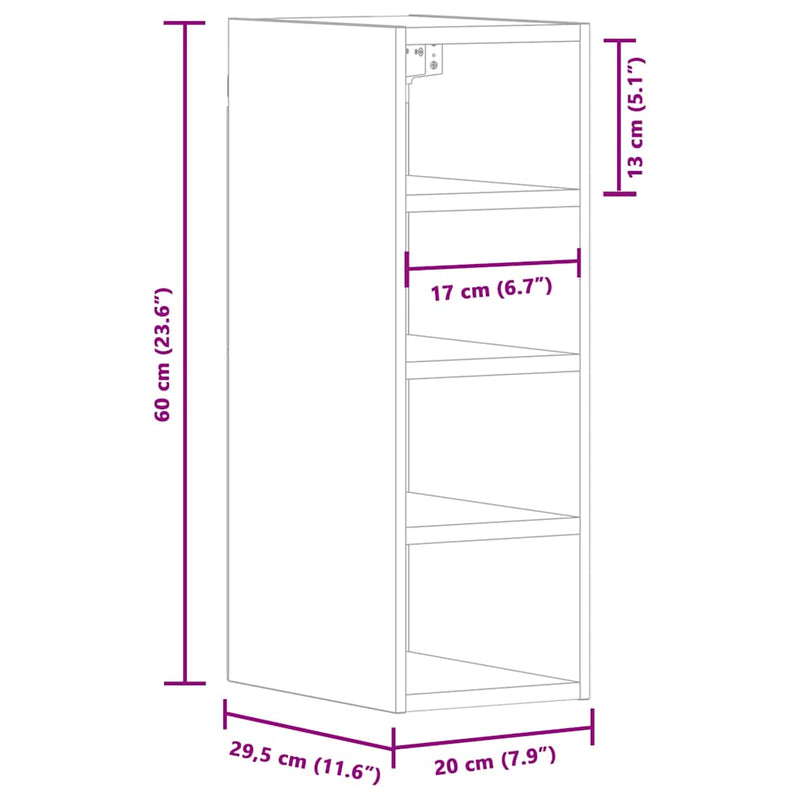 vidaXL Hanging Cabinet "Riga" White 20x29,5x60 cm Engineered Wood