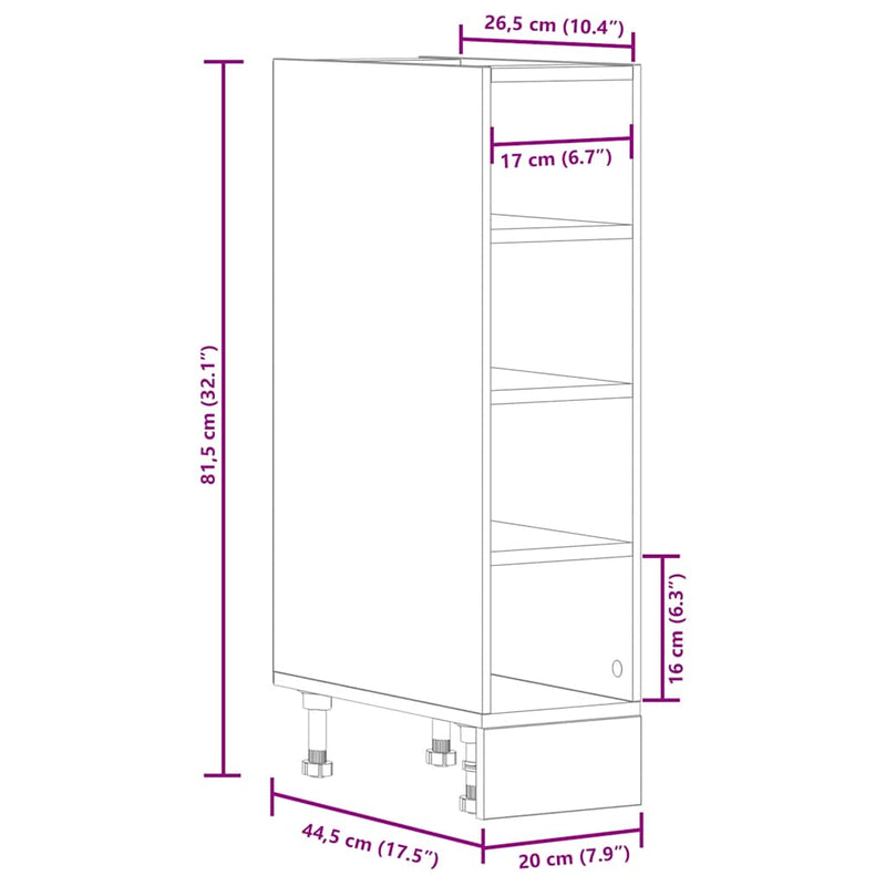 vidaXL Bottom Cabinet "Riga" White 20x44,5x81,5 cm Engineered Wood