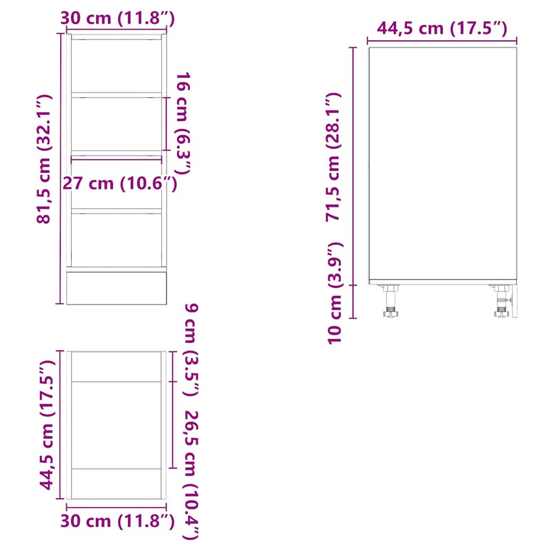 vidaXL Bottom Cabinet "Riga" White 30x44,5x81,5 cm Engineered Wood