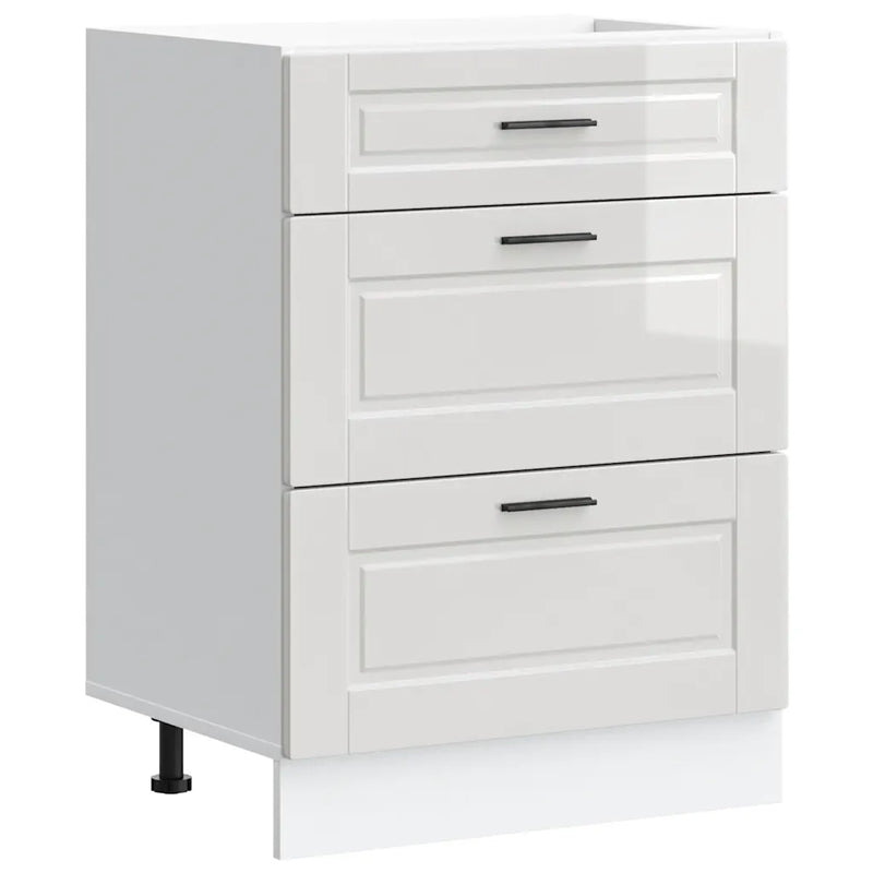 Kitchen Base Cabinet "Porto" High Gloss White Engineered Wood