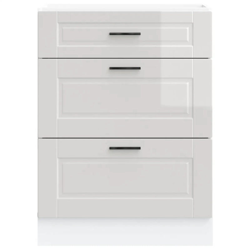 Kitchen Base Cabinet "Porto" High Gloss White Engineered Wood