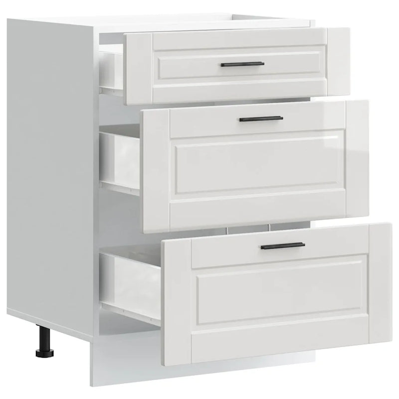 Kitchen Base Cabinet "Porto" High Gloss White Engineered Wood