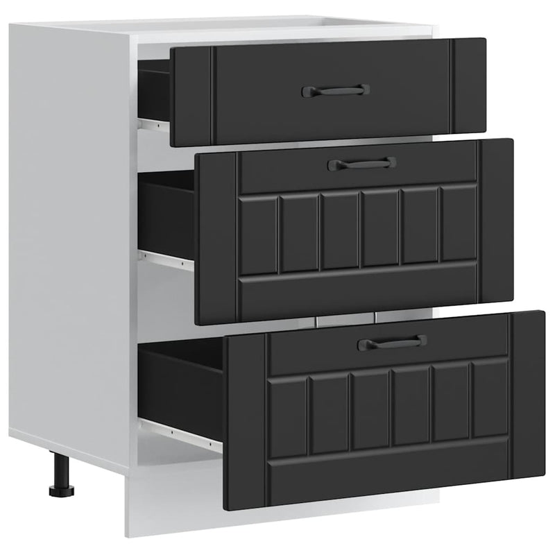 vidaXL Kitchen Base Cabinet "Lucca" Black Engineered Wood