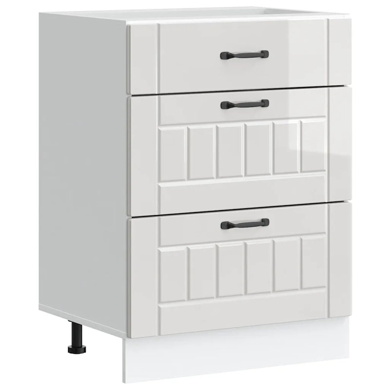 Kitchen Base Cabinet "Lucca" High Gloss White Engineered Wood