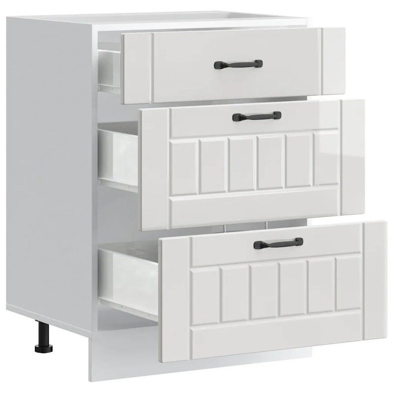 Kitchen Base Cabinet "Lucca" High Gloss White Engineered Wood