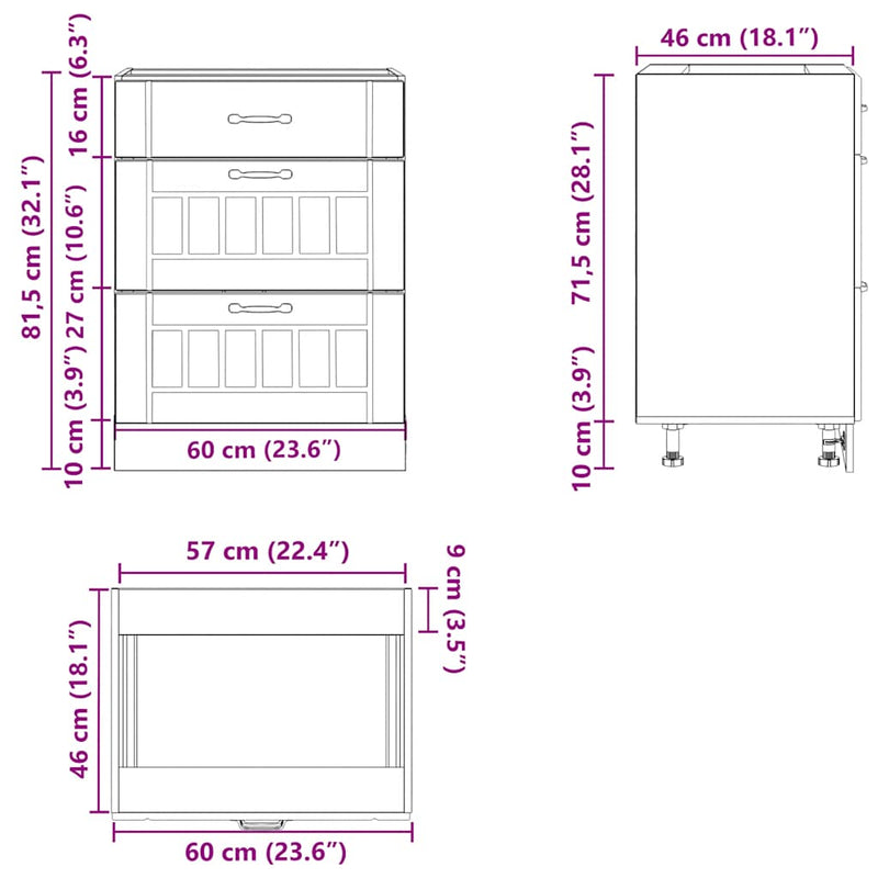 Kitchen Base Cabinet "Lucca" High Gloss White Engineered Wood