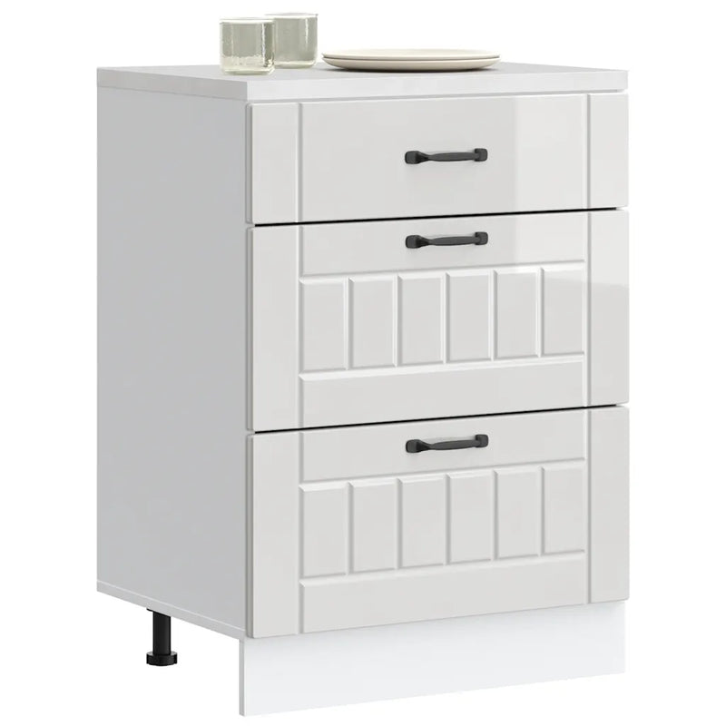 Kitchen Base Cabinet "Lucca" High Gloss White Engineered Wood