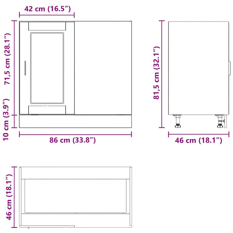 vidaXL Kitchen Base Cabinet "Porto" Black Engineered Wood