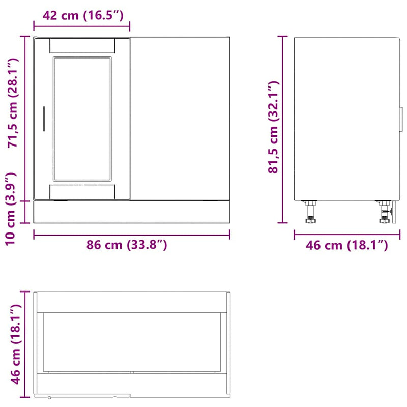 vidaXL Kitchen Base Cabinet "Porto" High Gloss White Engineered Wood
