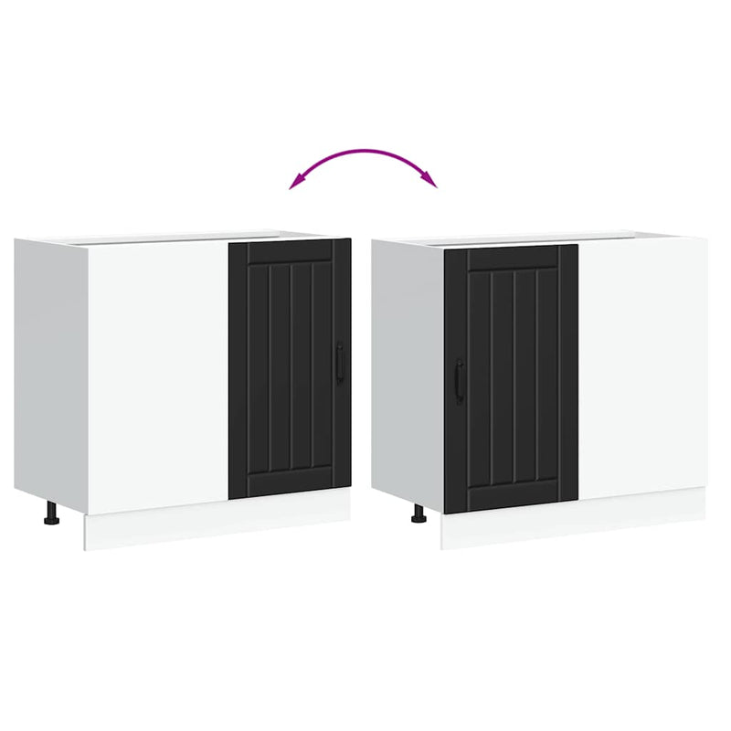 vidaXL Kitchen Base Cabinet "Lucca" Black Engineered Wood
