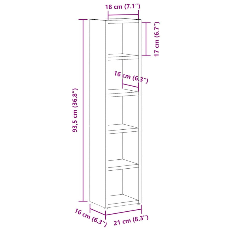 vidaXL CD Cabinets 2 pcs Artisan Oak 21x16x93,5 cm Engineered Wood
