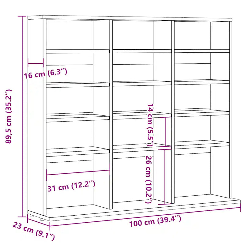 CD Cabinet Artisan Oak 100x23x89.5 cm Engineered Wood